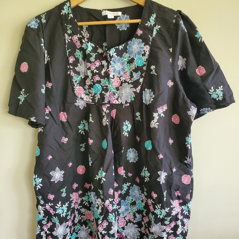 DREAMS CO. Loungewear Floral Pajamas Short Sleeve  Tunic Cropped Plus Size 1